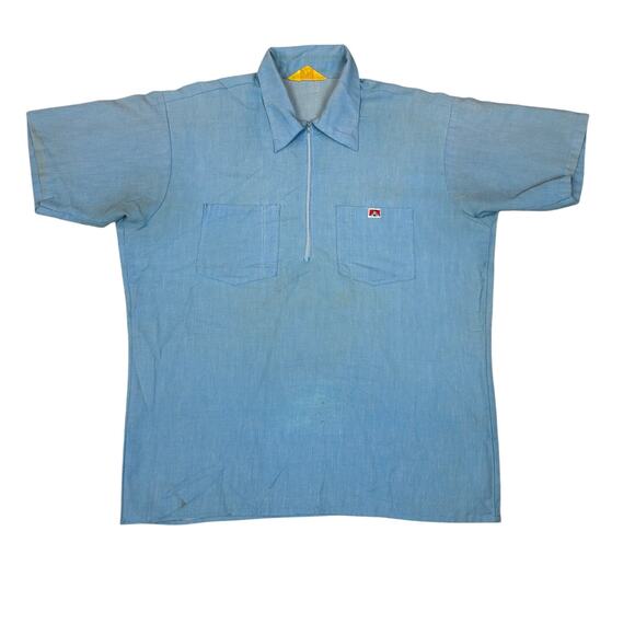Vintage 70s Ben Davis Half Zip Work Shirt Men's Large Rare Workwear - Picture 1 of 12